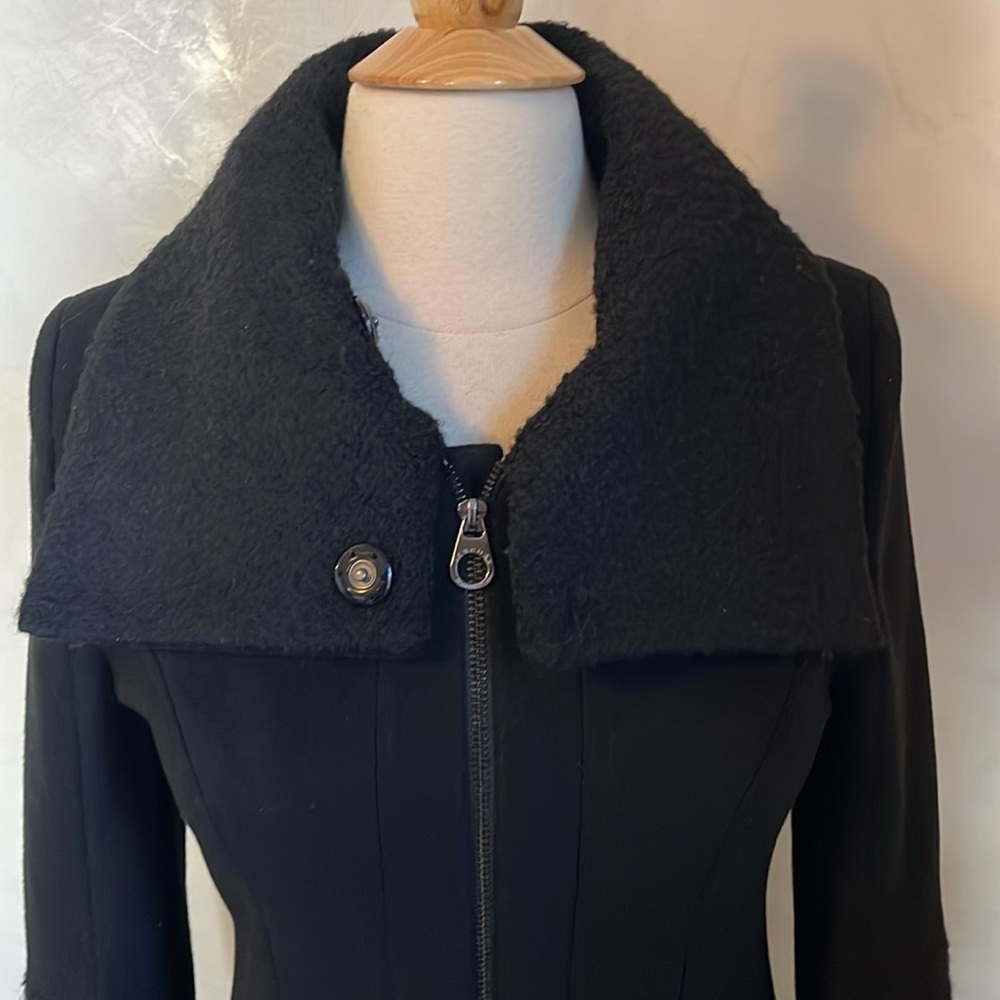 Laundry by Shelli Secal Black Wool Blend Coat w/oversized collar Size Small - Picture 8 of 15